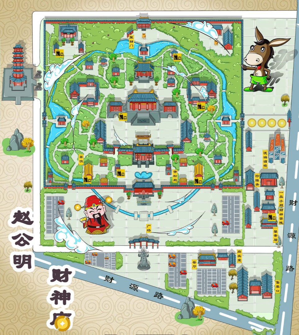 九龙坡寺庙类手绘地图